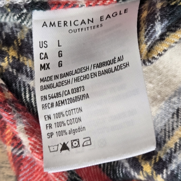 American Eagle Mens Large Plaid Button Down Shirt - Picture 8 of 9